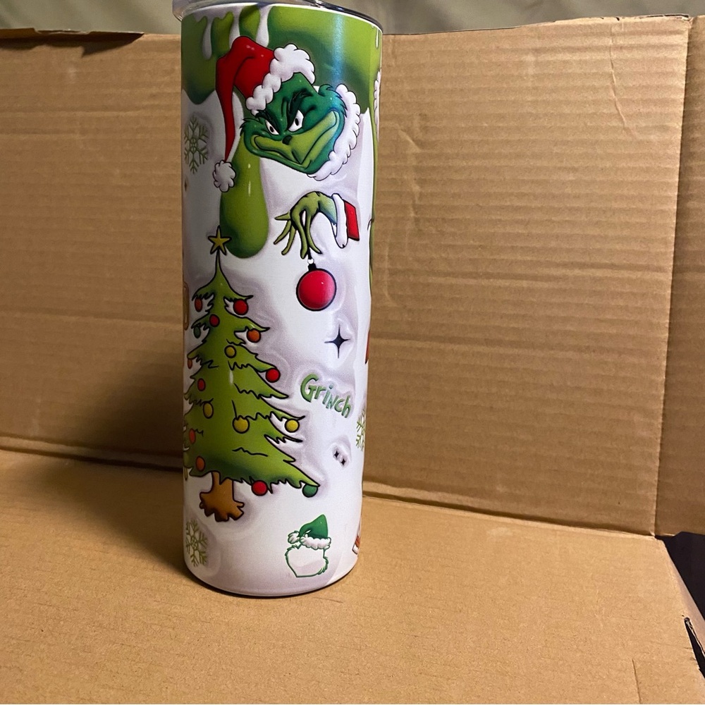 Grinch Themed Party Tumbler - Green and White - Picture 2 of 8